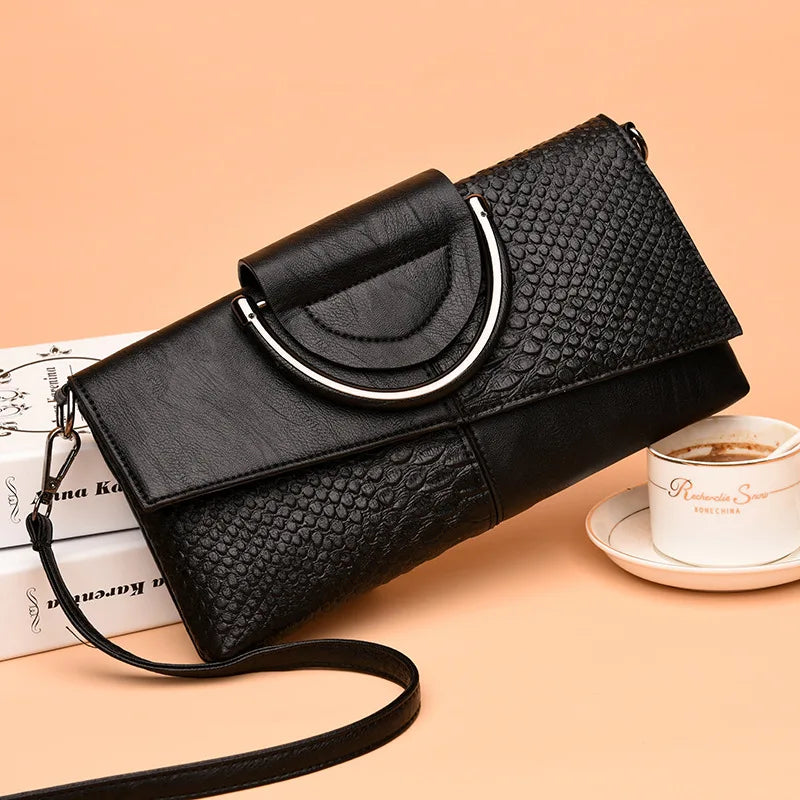 Celine™ – Strukturert svart skinnlignende håndveske