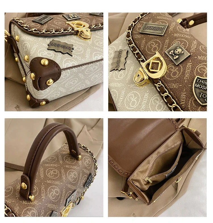 Zelda™ – Retro Skulderveske med Monogram og Gull Detaljer