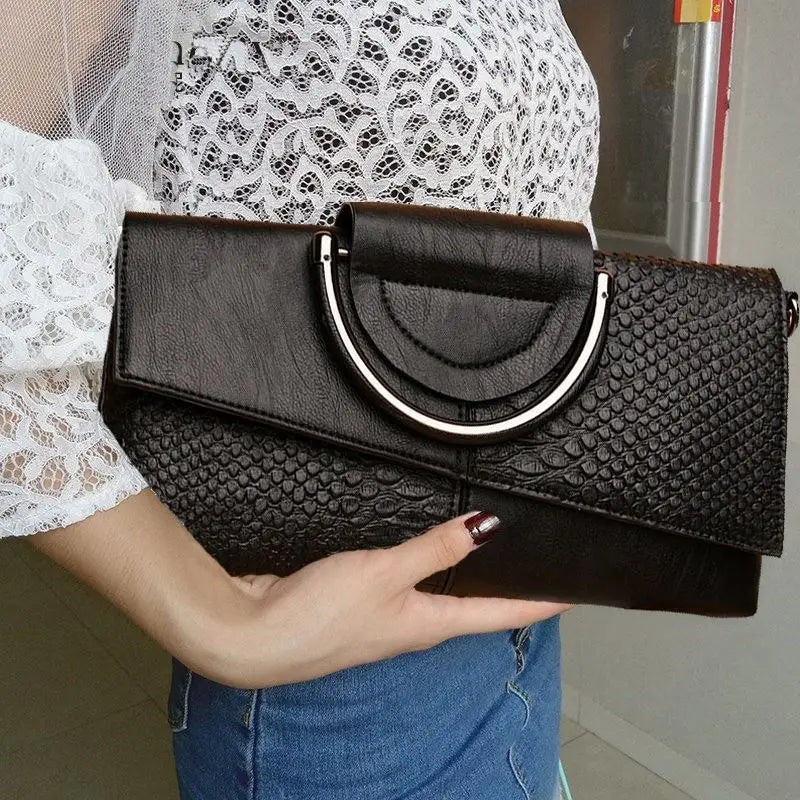 Celine™ – Strukturert svart skinnlignende håndveske