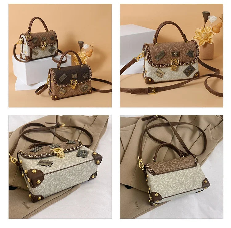 Zelda™ – Retro Skulderveske med Monogram og Gull Detaljer
