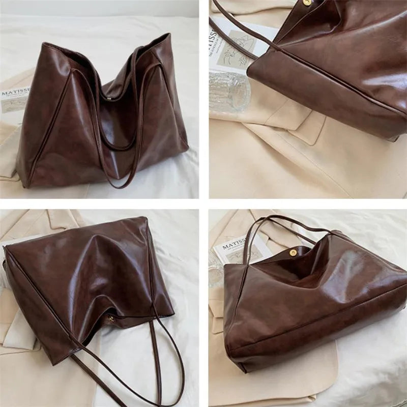 Lisa™ – Romslig Brun Tote Bag i Skinnimitasjon